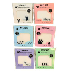 Фото - Папір для нотаток пластиковий полупрозорий з клейким шаром 73*73мм 50 арк Лапки котика 12 шт/уп 64014