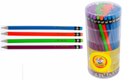 Фото - Олів.графіт., HВ, з гумкою, Neon, (уп.100шт.в тубі), кол.в ас-ті, 119, CLASS 37163