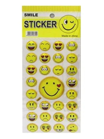 Фото - Наліпка Смайли 10*18см, Мікс дизайнів 12шт/уп 60211 Фото - Наліпка Смайли 10*18см, Мікс дизайнів 12шт/уп 60211