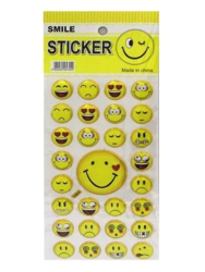 Наліпка Смайли 10*18см, Мікс дизайнів 12шт/уп