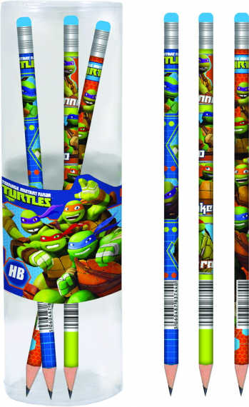 Фото - Карандаш ч/гр круглый с ласт. в пл. тубе 'Ninja Turtles', 39шт/уп 40808 Фото - Карандаш ч/гр круглый с ласт. в пл. тубе 'Ninja Turtles', 39шт/уп 40808