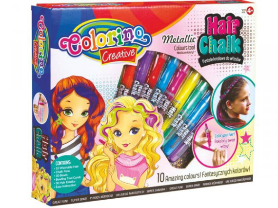 Фото - Крейда для волосся олівці металізовані в наборі 10 кол. подарункова упаковкаCOLORINO 33474 Фото - Крейда для волосся олівці металізовані в наборі 10 кол. подарункова упаковкаCOLORINO 33474