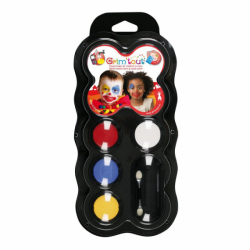 Фото - Набір гриму 'Клоун' у палітрі, 4кол.*3мл, 1 пензлик, 1 аплікатор, GRIM TOUT 36717