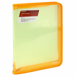 Фото - Папка об'ємна на блискавці А4, прозора жовта 46050