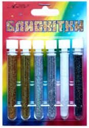 Фото - Блискітки НАБіР 10  2гр. 6шт. зол+зол.Гол.+ср+ср.Гол.+біл+асф. А-980  1/12 35702