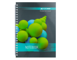 Зошит на пружині SPHERE А-4, 80арк., клітинка, картонна обкладинка, бірюзовий