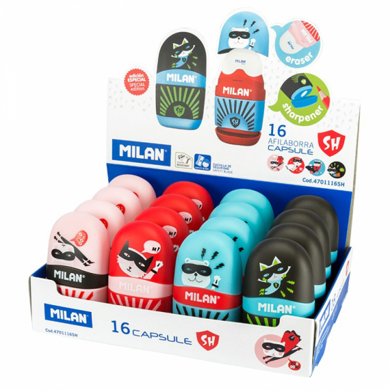 Фото - Гумка + точилка 4701116SH 'Super Heroes' ТМ 'MILAN' 6,5*3,5см, mix 51893 Фото - Гумка + точилка 4701116SH 'Super Heroes' ТМ 'MILAN' 6,5*3,5см, mix 51893