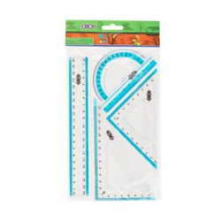 Фото - Комплект: лінійка 20см, 2 кутники, транспортир, з блакітною смугою ZiBi 9205 Фото - Комплект: лінійка 20см, 2 кутники, транспортир, з блакітною смугою ZiBi 9205