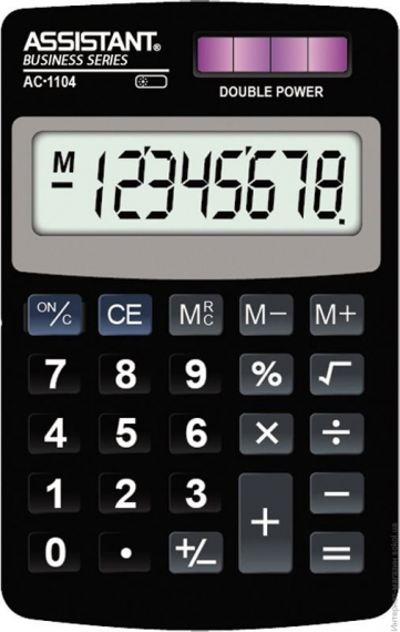 Фото - Калькулятор ASSISTANT AC-1104 BK 33515 Фото - Калькулятор ASSISTANT AC-1104 BK 33515