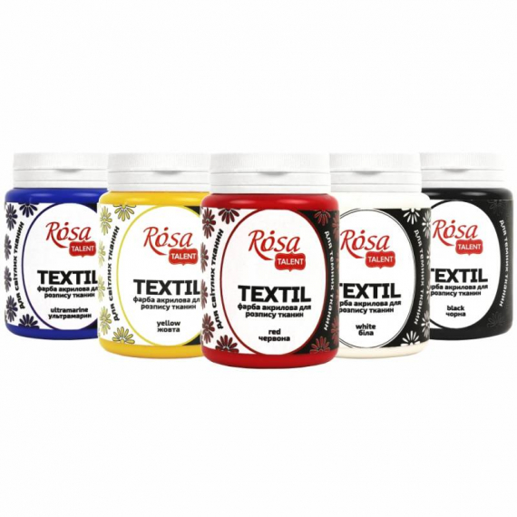 Фото - Фарба акрилова для тканин, 80мл,Біла (01), ROSA TALENT 51302 Фото - Фарба акрилова для тканин, 80мл,Біла (01), ROSA TALENT 51302