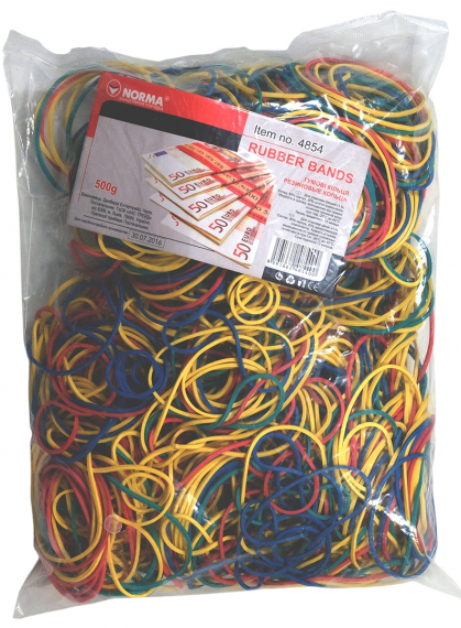 Фото - Гумки д/грошей, 500г, d=55мм, кольор. в ас-ті., 4854, NORMA 43769