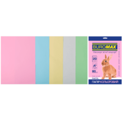 Фото - Набір кольорового паперу А4, 80г/м2, PASTEL+INTENSIV, 10цв., 20л. 63813