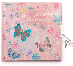 Фото - Блокнот дитячий на замочку 135x135mm, 70g, 56 л, милий метелик 56639
