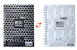 Книга для нотаток DOUBLE А6, 96 арк., пружина, кл., тв. лам. палітурка чорна/срібляста