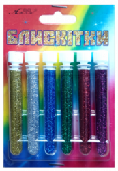 Блискітки набір 11 2гр. 6шт. зол+ср+син+зел+черв.+фіол. А- 981 1/12