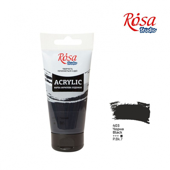 Фото - Фарба акрилова, Чорна, 75 мл, ROSA Studio 27655