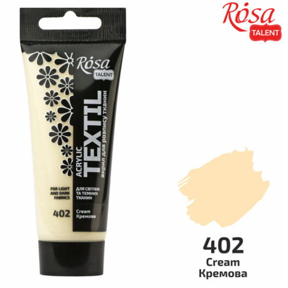 Фото - Фарба акрилова для тканин, Кремова, 60мл, ROSA TALENT 58736 Фото - Фарба акрилова для тканин, Кремова, 60мл, ROSA TALENT 58736
