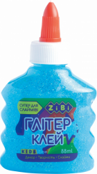 Фото - Клей неон гліттер блакитний на PVA-основі, прозорий, 88 мл 50709