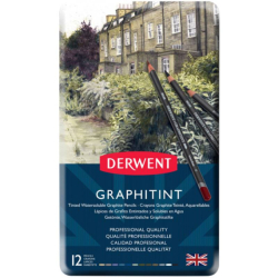 Набір акварельних графітних олівців Graphitint, 12 шт, в метал. коробці, Derwent