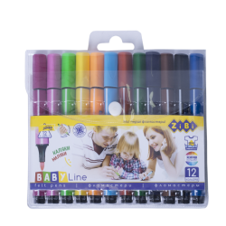 Фломастери, 12 кольорів, JUMBO, BABY Line (уп.12)