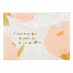 Фото - Папка на кнопці, А4+, Fleur, рожева 45426