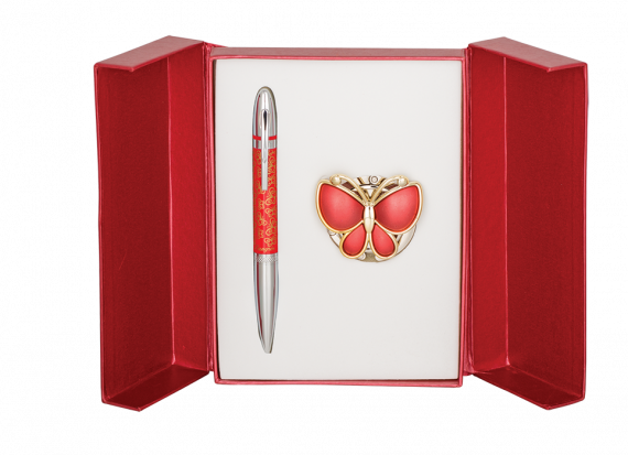 Фото - Набір подарунковий 'Papillon': ручка кулькова + гачок д/ сумки, червоний LANGRES 30877 Фото - Набір подарунковий 'Papillon': ручка кулькова + гачок д/ сумки, червоний LANGRES 30877