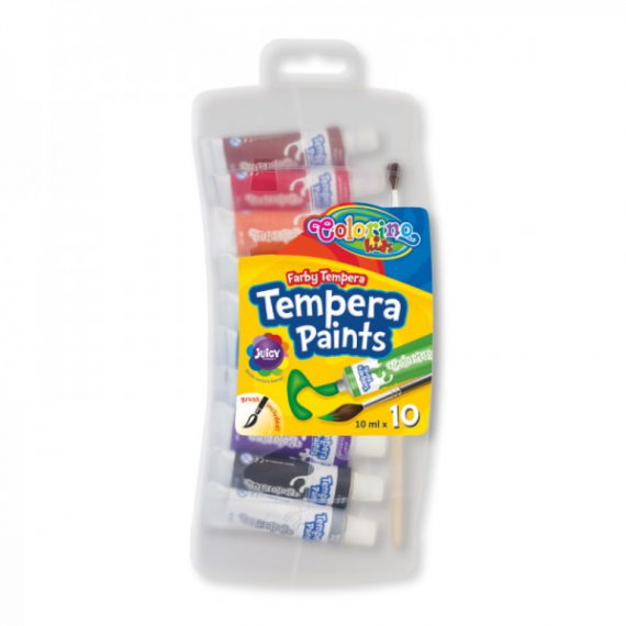 Фото - Фарби TEMPERA в тубах 10мл 10 кол.,пласт.бокс з європідвісом COLORINO (уп.12) 33456 Фото - Фарби TEMPERA в тубах 10мл 10 кол.,пласт.бокс з європідвісом COLORINO (уп.12) 33456