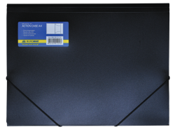 Папка на гумках, А4, глянцевий непрозор. пластик,чорн.