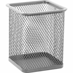 Підставка для ручок Квадратна 80х80х95мм, металева,  срібло