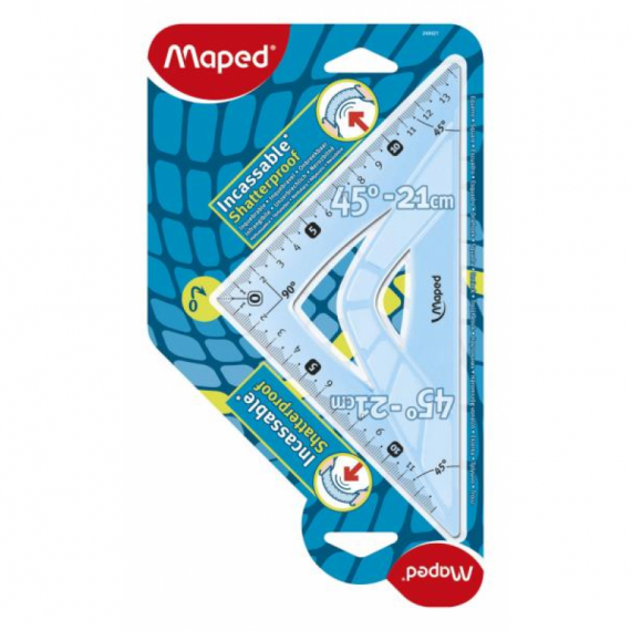 Фото - Кутник UNBREAKABLE 45гр/210мм (гіпотенуза) пластик, блістер 33420