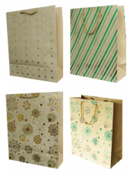 Пакет паперовий 26х32х12 см, диз. GB-2059,GB-2060,GB-2061,GB-2062 крафт, фольга НГ