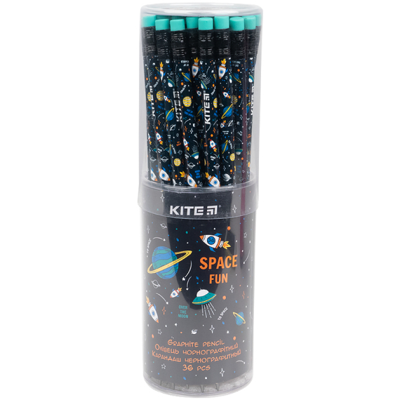 Фото - Олівець графітний з гумкою Space, 36шт., туба 60527