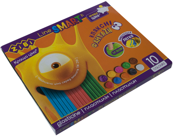 Фото - Пластилін 10 кольорів, 200 г, SMART Line, уп.12шт 62853 Фото - Пластилін 10 кольорів, 200 г, SMART Line, уп.12шт 62853