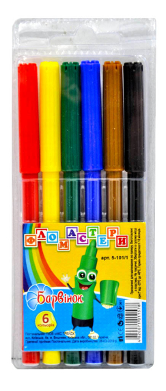 Фото - Фломастери 'Смайли' , 6 кол., 5-101/1, БАРВ, в уп 24шт 43132 Фото - Фломастери 'Смайли' , 6 кол., 5-101/1, БАРВ, в уп 24шт 43132