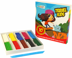 Пластилін восковий, 10 кол. 120 г. Travel Kids