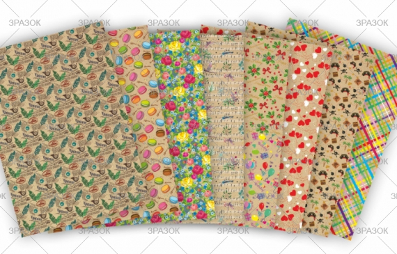 Фото - Набір кольорового картону 'Крафтові візерунки' Преміум А4, 8 арк. 53910 Фото - Набір кольорового картону 'Крафтові візерунки' Преміум А4, 8 арк. 53910