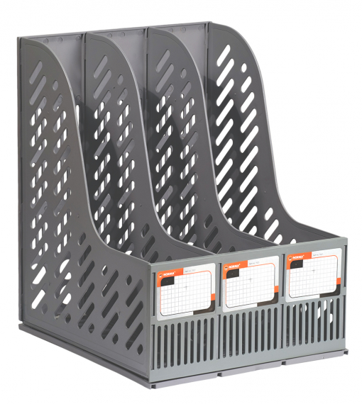 Фото - Лоток д/док., верт.,3 вiдд., сiрий, 7021, NORMA 41900 Фото - Лоток д/док., верт.,3 вiдд., сiрий, 7021, NORMA 41900