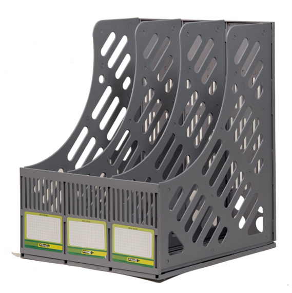 Фото - Лоток д/док., верт.,3вiд.,чорн. сірий, 4OFFICE 41899