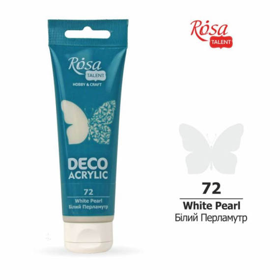 Фото - Акрил для декору, 72 Білий, перламутр, 75мл, ROSA TALENT 52292