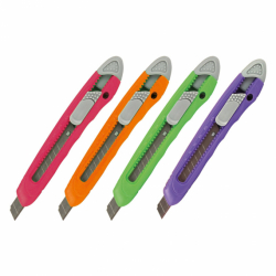 Фото - Ніж канцелярський, 9 мм, мех фіксатор, полібег (асорті кол.) 38660