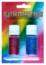 Блискітки НАБіР 27  7гр. 2шт. синій.гол+червон.гол.  А-997    1/12