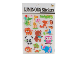 Наліпка пластикова рельєфна флуорісцентна, 10*30смЗебри,Тваринки,Папуги  12шт/уп