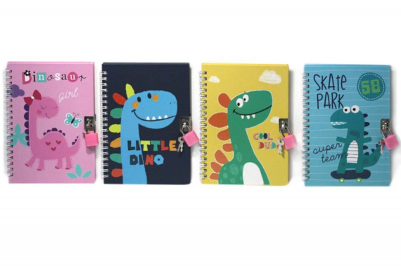 Фото - Блокнот на замку 13*18см з глітером, спіраль, 45арк., 80гр. Динозаври 63712 Фото - Блокнот на замку 13*18см з глітером, спіраль, 45арк., 80гр. Динозаври 63712