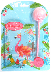 Фото - Блокнот на замочку 150x110mm, 70g, 56 л, ручка-пушок, фламінго 43004