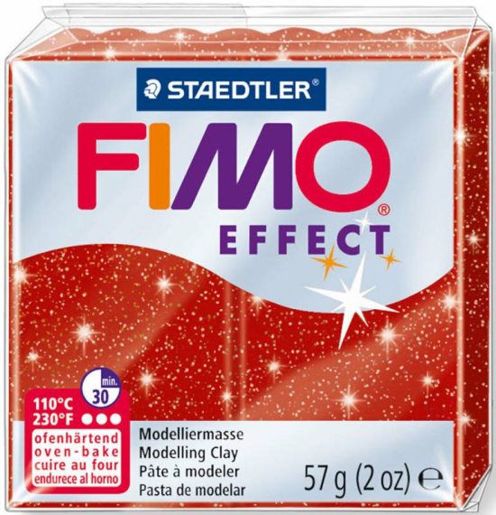 Фото - Пластика Effect, Червона з блискітками, 57г, Fimo 42838