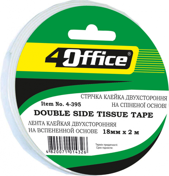 Фото - Кл. стрічка 2-сторонн. монтажна, пінна основа.,12мм*2м, 4-394, 4Office 34903 Фото - Кл. стрічка 2-сторонн. монтажна, пінна основа.,12мм*2м, 4-394, 4Office 34903