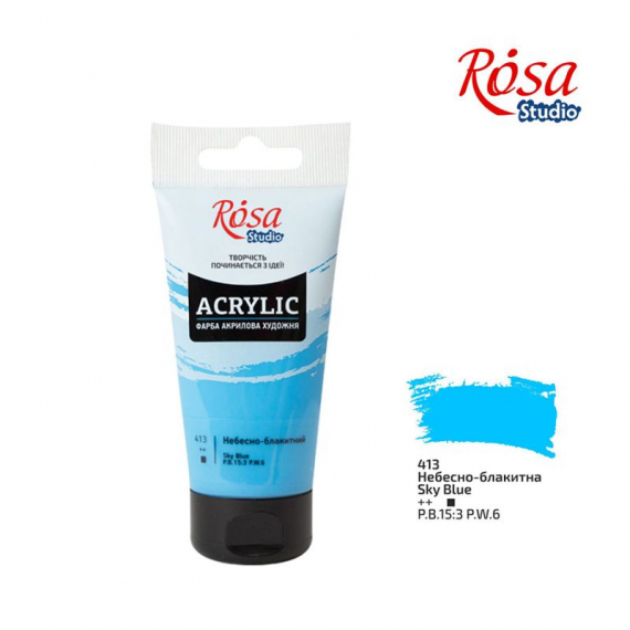 Фото - Фарба акрилова, Небесно-блакитна, 75 мл, ROSA Studio 28248 Фото - Фарба акрилова, Небесно-блакитна, 75 мл, ROSA Studio 28248