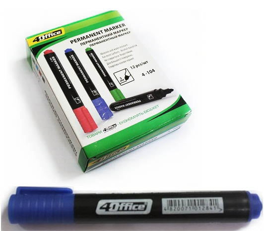 Фото - Маркер перманентний 4Office 1-2мм синій 4-104 24714 Фото - Маркер перманентний 4Office 1-2мм синій 4-104 24714