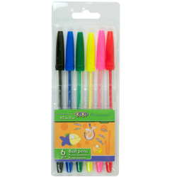 Набір із 6-х кулькових ручок, 6 кол.