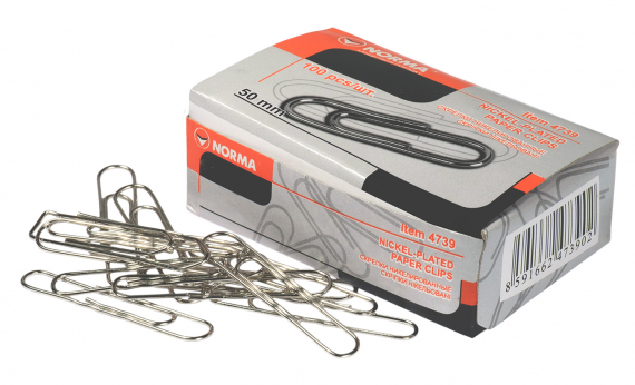 Фото - Скрiпки, 50мм, прямi, з хвилею, 100шт., 4739, NORMA 43766 Фото - Скрiпки, 50мм, прямi, з хвилею, 100шт., 4739, NORMA 43766